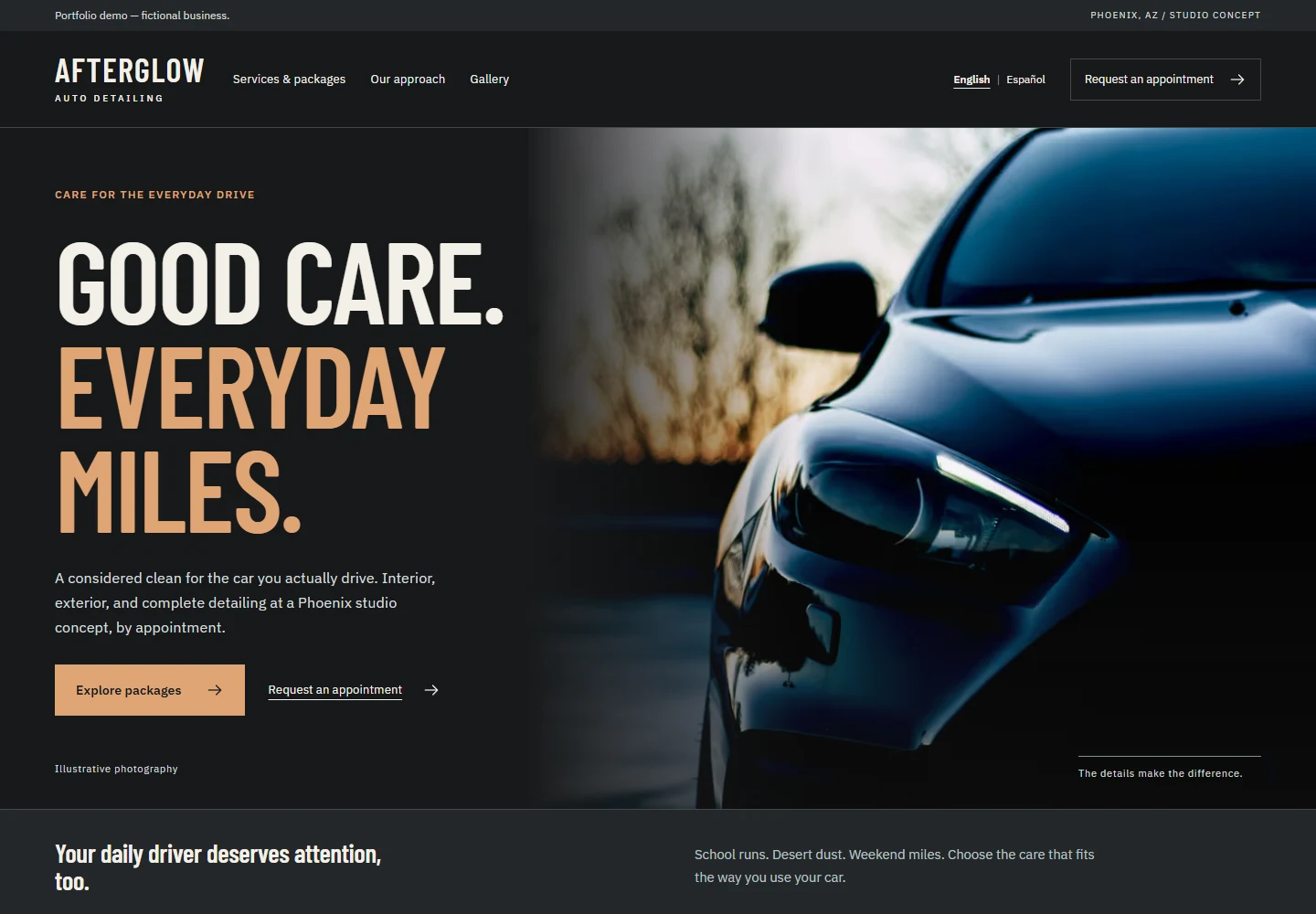 Afterglow Auto Detailing — English desktop preview