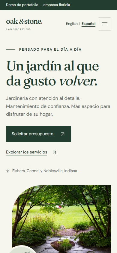 Spanish Oak & Stone homepage in its mobile layout